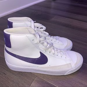 Size 8 Purple and White Women’s Nike Blazers